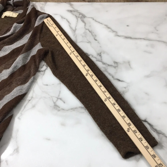 A'reve Brown Gray Striped Knit Cowl Neck Sweater Womens Medium Modcloth Cardigan - Picture 12 of 12
